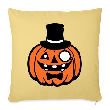 Distingué Citrouille Chapeau Haut de Forme Monocle Halloween Empire - Housse de coussin décorative 45 x 45 cm - jaune délavé - Devant
