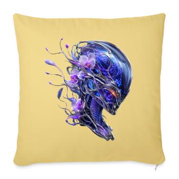 Spectre chromé et orchidées - Housse de coussin décorative 45 x 45 cm - jaune délavé - Devant