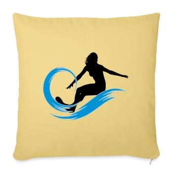 surfeuse - Housse de coussin décorative 45 x 45 cm - jaune délavé - Devant