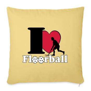 Floorball, Floorball, Hockey, Fun J’adore... - Housse de coussin décorative 45 x 45 cm - jaune délavé - Devant