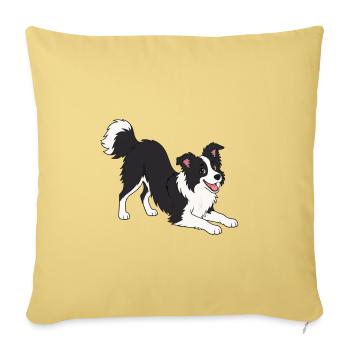 Pose joyeuse du Border Collie - Housse de coussin décorative 45 x 45 cm - jaune délavé - Devant