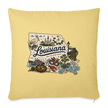 Louisiana Pelican State Vintage Reiseaufkleber - Sofakissenbezug 45 x 45 cm - Hellgelb - Vorne