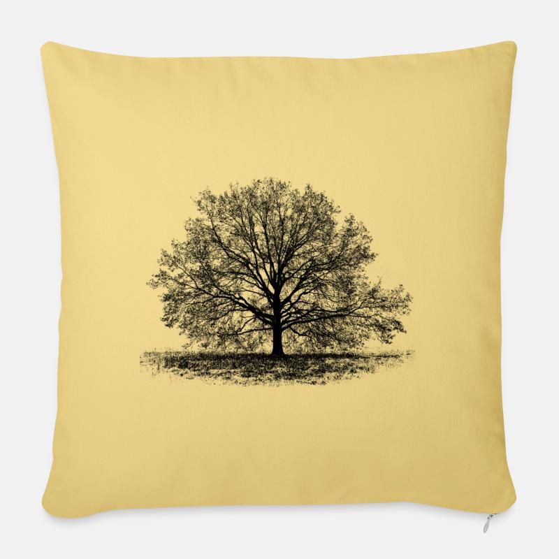 Baum in Schwarz - Sofakissenbezug 45 x 45 cm - Hellgelb