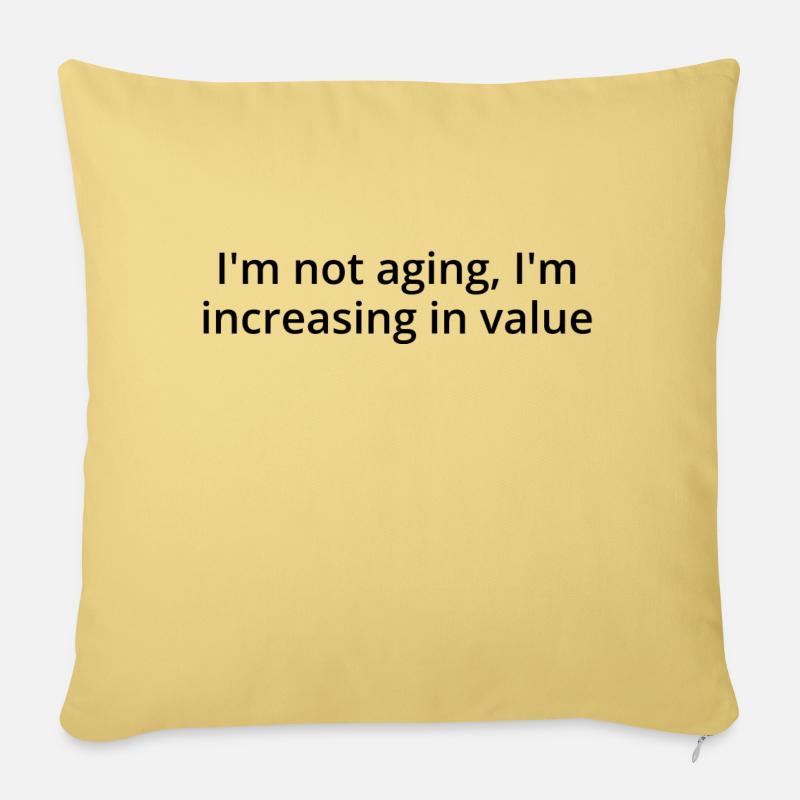 Not ageing, black text - Sofa pillowcase 17,3'' x 17,3'' (45 x 45 cm) - washed yellow