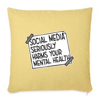Les réseaux sociaux nuisent sérieusement à la santé mentale selon les affirmations - Housse de coussin décorative 45 x 45 cm - jaune délavé - Devant