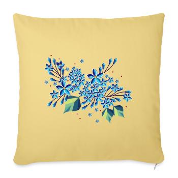 Lilac branch – elegant blue tones in a modern design - Sofa pillowcase 17,3'' x 17,3'' (45 x 45 cm) - washed yellow - Front