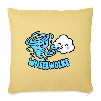 Wuselwolke – Lustiges Wind & Wolken Kinder Motiv - Sofakissenbezug 45 x 45 cm - Hellgelb - Vorne