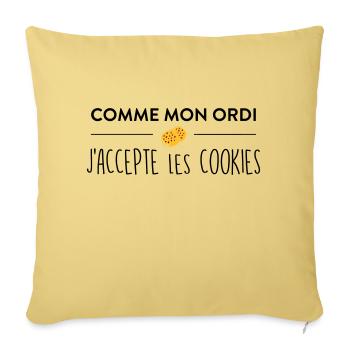 Comme mon ordi j'accepte les cookies - Housse de coussin décorative 45 x 45 cm - jaune délavé - Devant