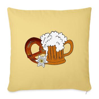 Bierglas, Volksfeste, Brezel mit Bierhumpen - Sofakissenbezug 45 x 45 cm - Hellgelb - Vorne