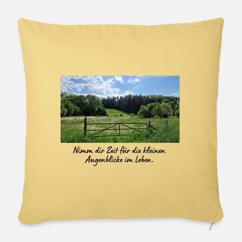 Prenez le temps pour les petits moments de la vie - Housse de coussin décorative 45 x 45 cm - jaune délavé