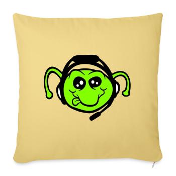 Gamer Headset Caterpillar Nerd Gaming Headphones Play - Sofa pillowcase 17,3'' x 17,3'' (45 x 45 cm) - washed yellow - Front