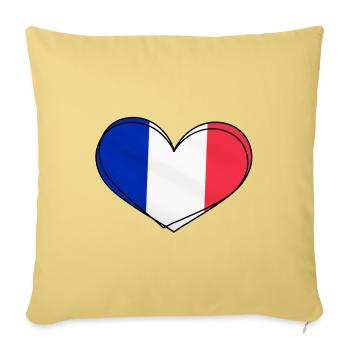 Cœur Tricolore France - Housse de coussin décorative 45 x 45 cm - jaune délavé - Devant
