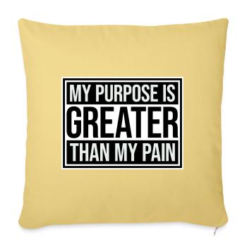 Mon but est plus grand que ma douleur, ce qui signifie le logo des guillemets - Housse de coussin décorative 45 x 45 cm - jaune délavé - Devant
