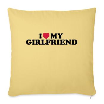 I love my girlfriend - Sofa pillowcase 17,3'' x 17,3'' (45 x 45 cm) - washed yellow - Front