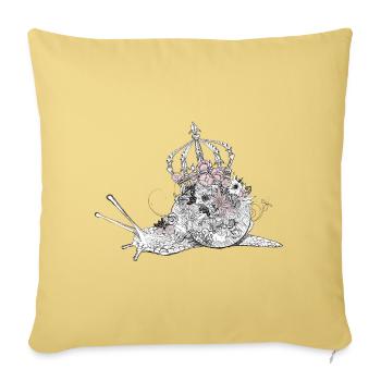 Escargot majestueux décoré avec des fleurs &couronne - Housse de coussin décorative 45 x 45 cm - jaune délavé - Devant