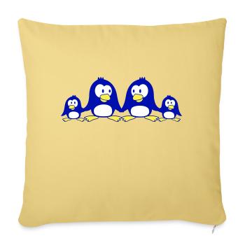 Penguin Family Two Kids Mom Dad Cute Together - Sofa pillowcase 17,3'' x 17,3'' (45 x 45 cm) - washed yellow - Front