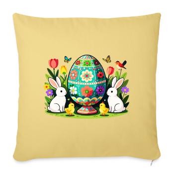 Oster-Blumeneierparade - Sofakissenbezug 45 x 45 cm - Hellgelb - Vorne