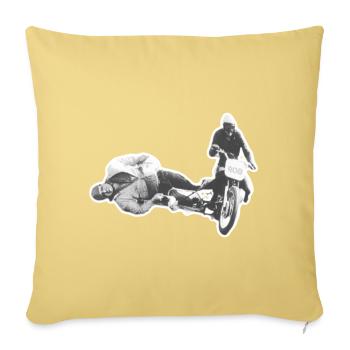 Vintage Seitenwagen-Wagmut auf Retro-Bike - Sofakissenbezug 45 x 45 cm - Hellgelb - Vorne