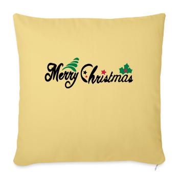 merry_christms_text_tree_holy_leaves - Sofakissenbezug 45 x 45 cm - Hellgelb - Vorne