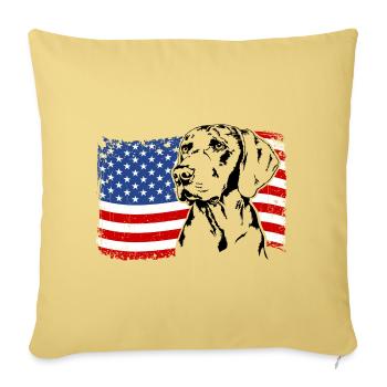 Weimaraner America Flag Dogs Hunting Dogs Wilsigns - Sofa pillowcase 17,3'' x 17,3'' (45 x 45 cm) - washed yellow - Front