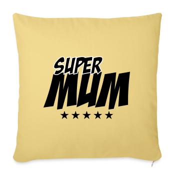 Super Maman - Fête des Mères - Housse de coussin décorative 45 x 45 cm - jaune délavé - Devant