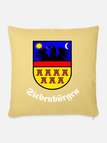 SIebenbürger-Sachsen Wappen "Siebenbürgen" W - Sofakissenbezug 45 x 45 cm - Hellgelb