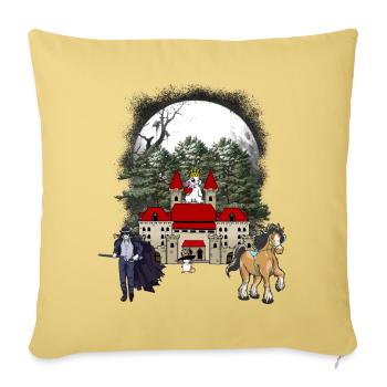 Schloss Pferd Fantasy Märchen Märchenfigur Burg - Sofakissenbezug 45 x 45 cm - Hellgelb - Vorne