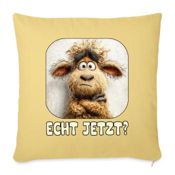 Vraiment? Mouton monstre de laine étonné - Housse de coussin décorative 45 x 45 cm - jaune délavé - Devant