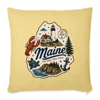 Maine Pine Tree State Vintage Küstenaufkleber - Sofakissenbezug 45 x 45 cm - Hellgelb - Vorne