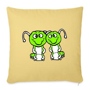 2 chenilles mignonnes deux amis cher couple amoureux - Housse de coussin décorative 45 x 45 cm - jaune délavé - Devant