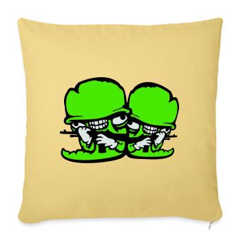 Worm Soldier Duo Casques fous Armes Team Madness - Housse de coussin décorative 45 x 45 cm - jaune délavé - Devant