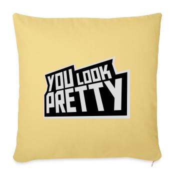 Tu as l’air assez drôle, complément Logo de l’amour de soi - Housse de coussin décorative 45 x 45 cm - jaune délavé - Devant