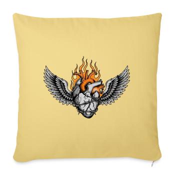 Feuriges Geflügeltes Herz-Tattoo - Sofakissenbezug 45 x 45 cm - Hellgelb - Vorne