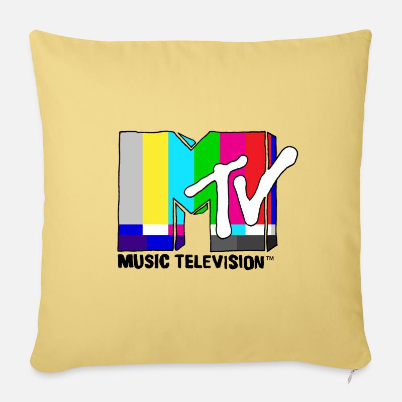 MTV Music Television TV-Statik-Logo - Sofakissenbezug 45 x 45 cm - Hellgelb