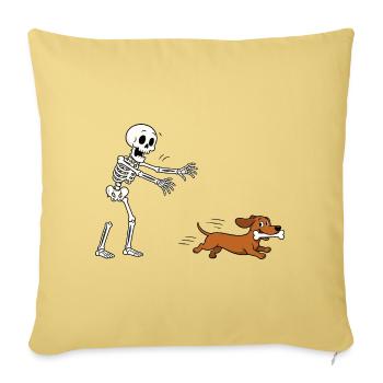 Halloween, Dackel, Skelett - Sofakissenbezug 45 x 45 cm - Hellgelb - Vorne