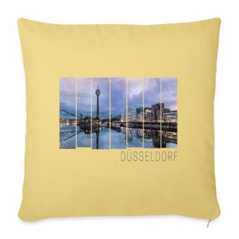 Düsseldorf in Nordrhein Westfalen mit Skyline - Sofakissenbezug 45 x 45 cm - Hellgelb - Vorne