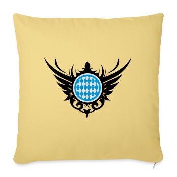 Bayern Wappen Blau Weiß mit Flügel - Sofakissenbezug 45 x 45 cm - Hellgelb - Vorne
