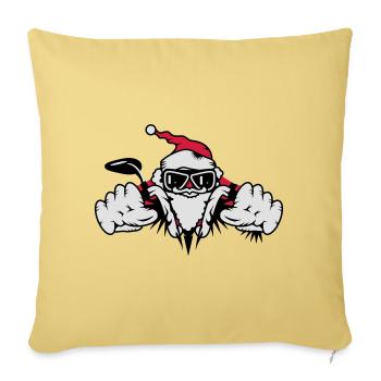 Le Père Noël à moto avec des cadeaux - Housse de coussin décorative 45 x 45 cm - jaune délavé - Devant
