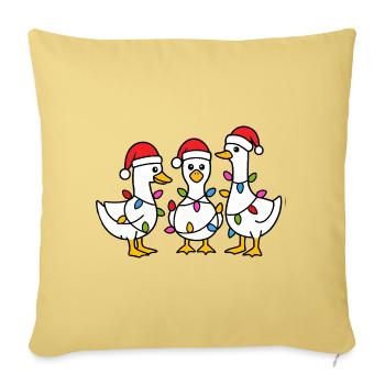 Three Festive Ducks in Santa Hats - Sofa pillowcase 17,3'' x 17,3'' (45 x 45 cm) - washed yellow - Front
