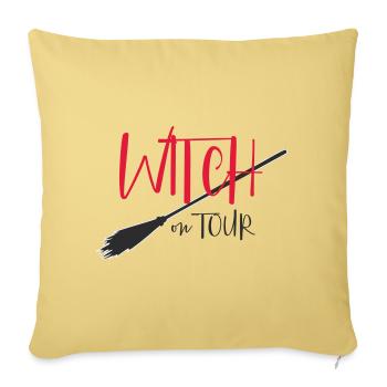 Logo de la Sorcière en tournée - Housse de coussin décorative 45 x 45 cm - jaune délavé - Devant