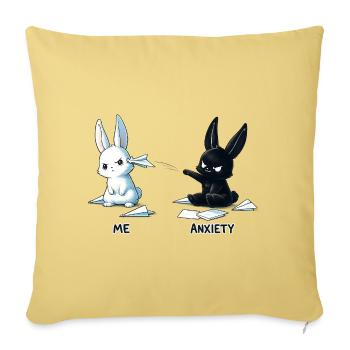 Fear Bunny Meme Design - Sofa pillowcase 17,3'' x 17,3'' (45 x 45 cm) - washed yellow - Front