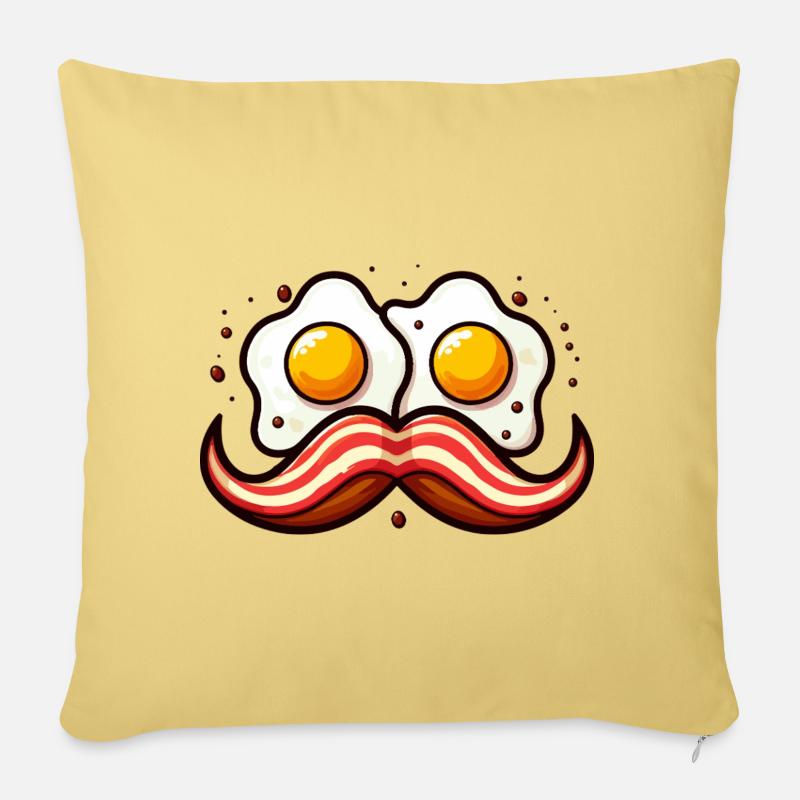 Moustache d'œufs rétro - Housse de coussin décorative 45 x 45 cm - jaune délavé