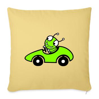Caterpillar Worm Voiture de course Voiture de course Conduite rapide Sports - Housse de coussin décorative 45 x 45 cm - jaune délavé - Devant