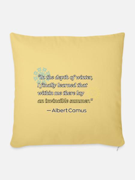 Literatur-Zitat von Albert Camus - Sofakissenbezug 45 x 45 cm - Hellgelb
