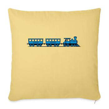Train railroad steam locomotive wagons - Sofa pillowcase 17,3'' x 17,3'' (45 x 45 cm) - washed yellow - Front