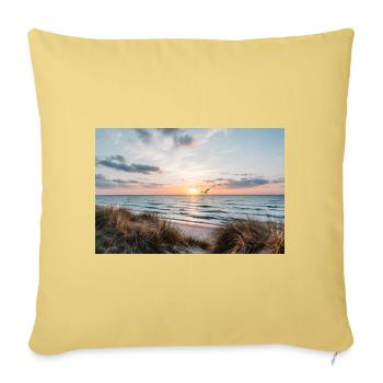 Coucher de soleil sur la plage de dunes - Housse de coussin décorative 45 x 45 cm - jaune délavé - Devant