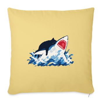 Cat Shark Ocean Humor - Sofa pillowcase 17,3'' x 17,3'' (45 x 45 cm) - washed yellow - Front