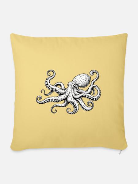 Oktopus - Sofakissenbezug 45 x 45 cm - Hellgelb