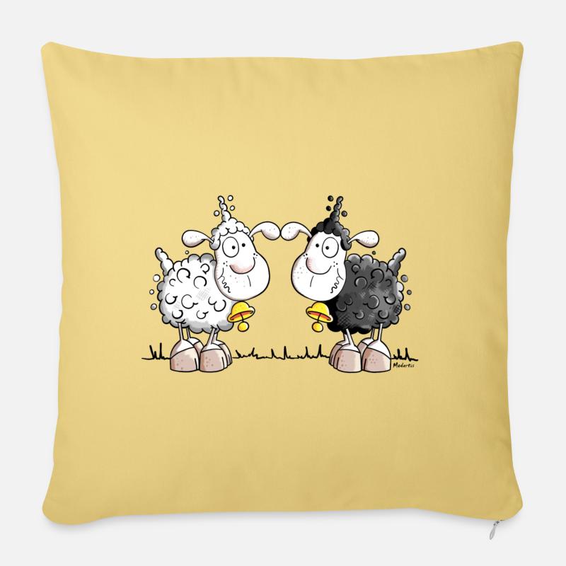 Schaf Duo - Sofakissenbezug 45 x 45 cm - Hellgelb