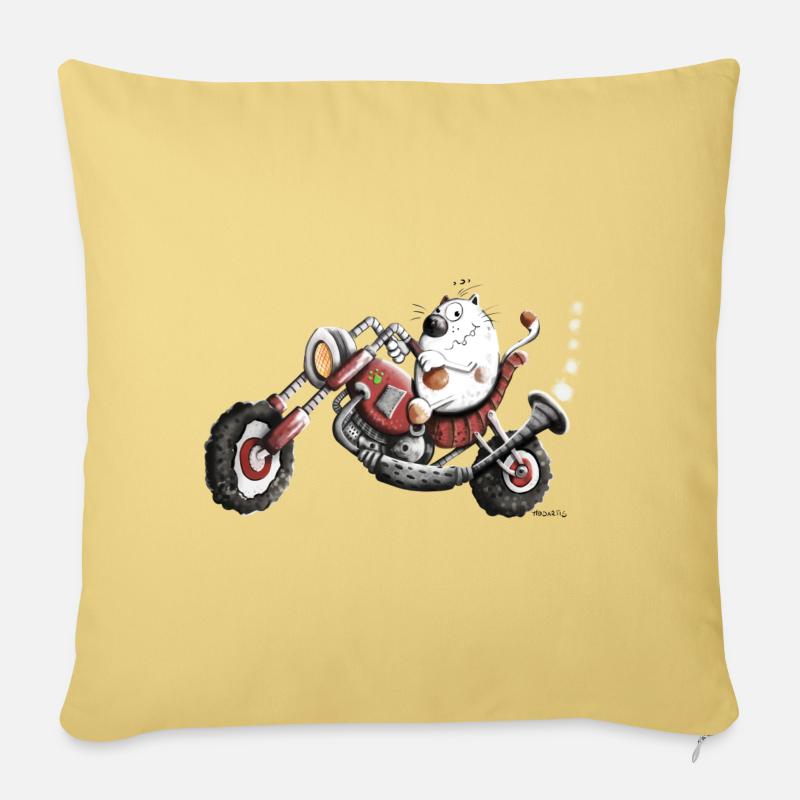 Katze Fährt Motorrad Schoppper - Sofakissenbezug 45 x 45 cm - Hellgelb